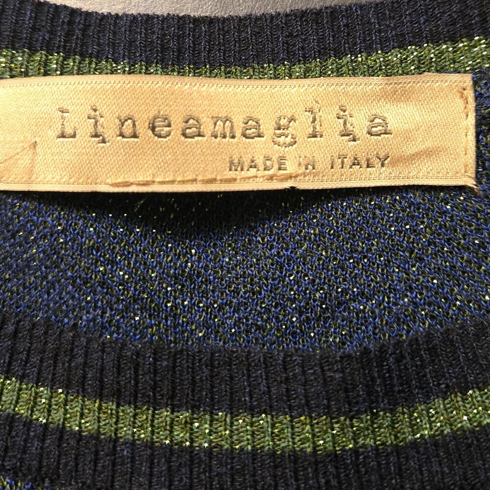 NEW Blue Green Flare Sleeve gold speckles Sweater Medium - Picture 9 of 12